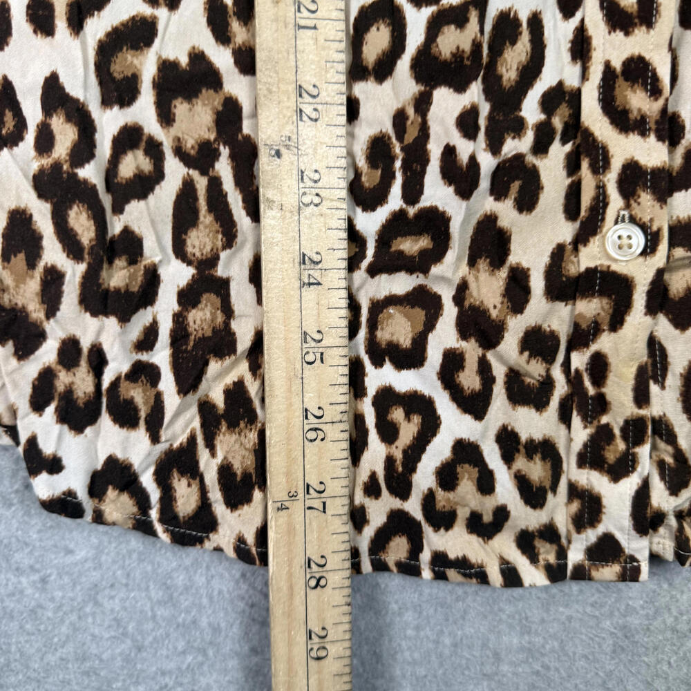 Chico's Women's Size 2, 12/14 L, Animal Print Tan Black Button Down Shirt Top - Picture 4 of 7